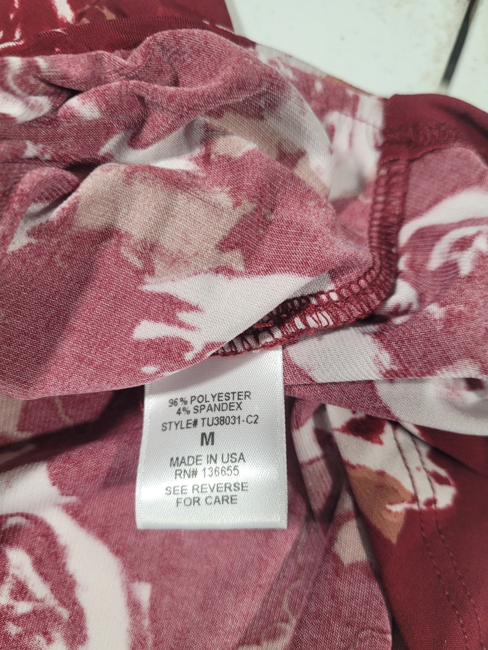 West K Burgundy Floral Tie-Sleeve Tunic Top - Picture 3 of 4